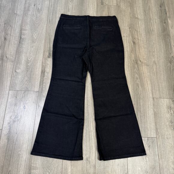 J.Crew 1996 High Rise Flare Jeans Womens 32P Black Semi-stretch Button Zip Fly - Picture 6 of 8